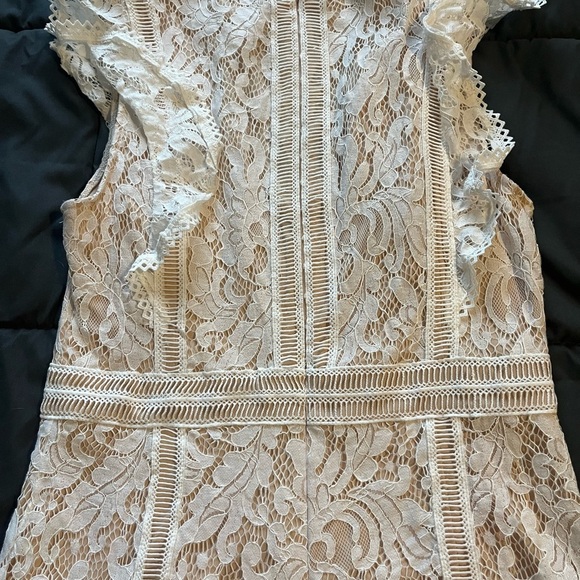 Lulus Elegant Lace Romper in Cream - Picture 5 of 8